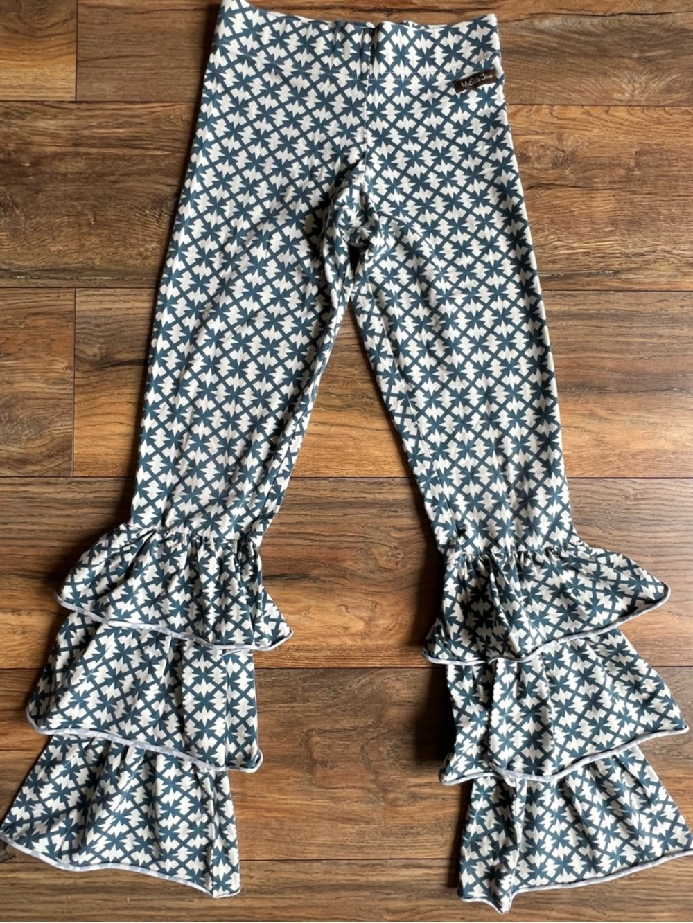 Matilda Jane Teal and Cream Patterned Ruffle Leggings